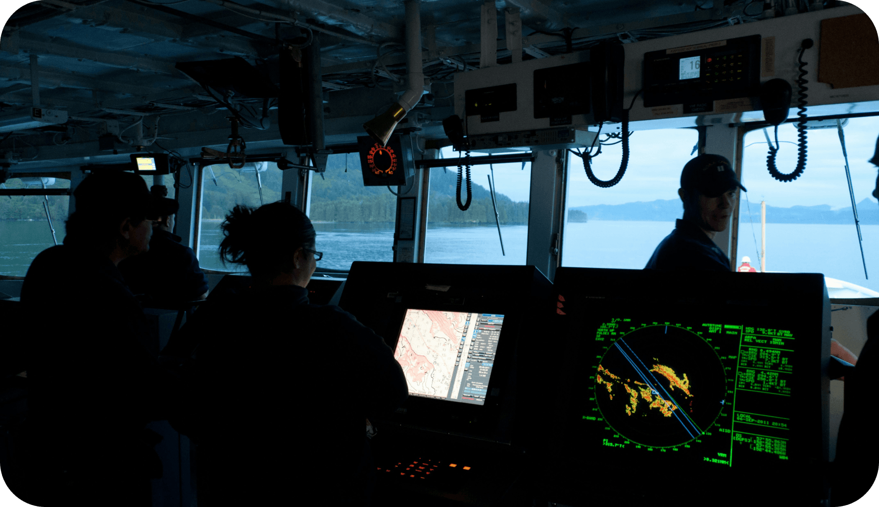 Crew inside a ship