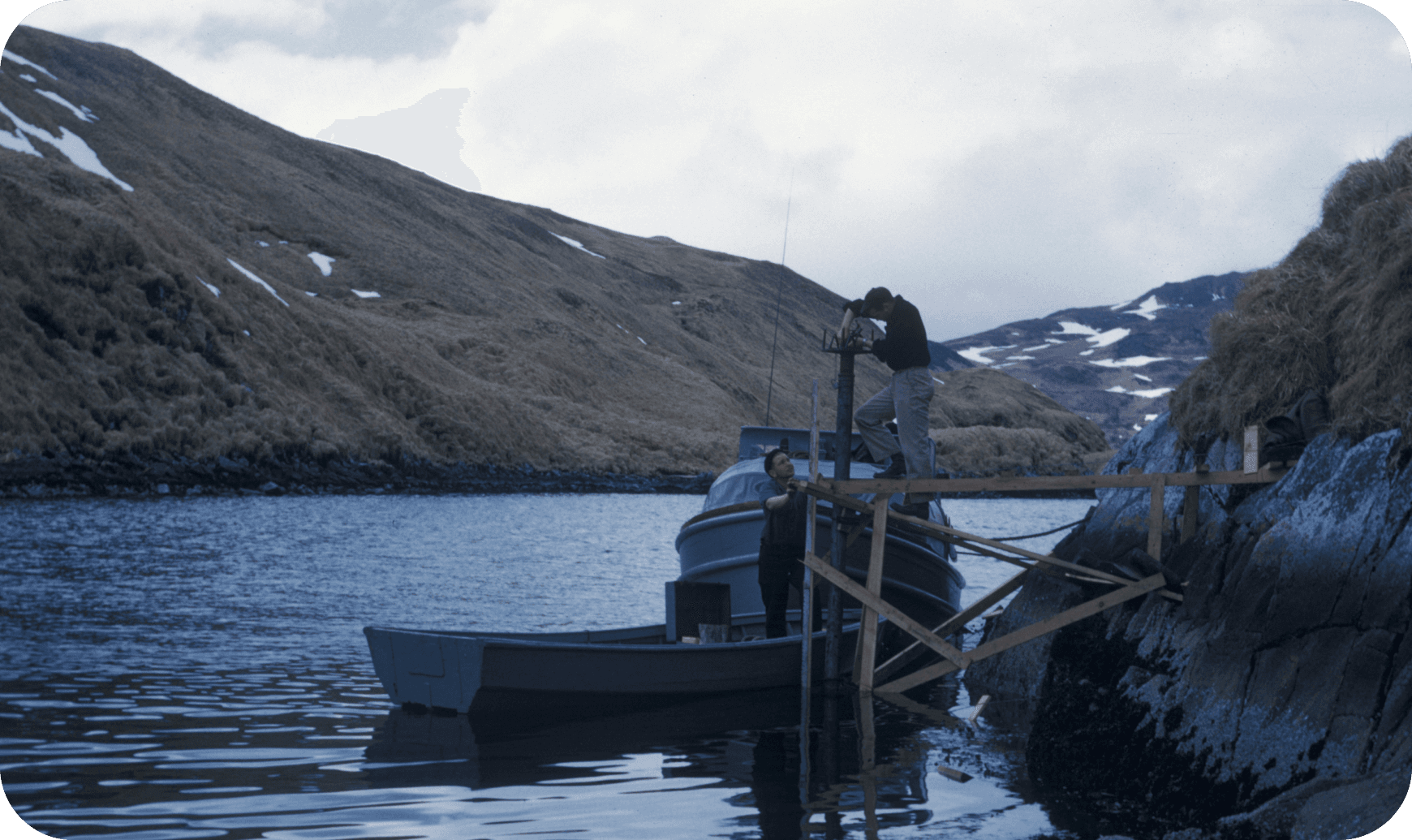 Two men on a boat